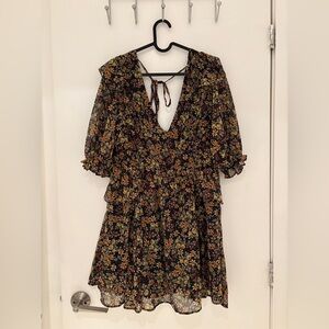 Topshop Black Floral Mini Dress